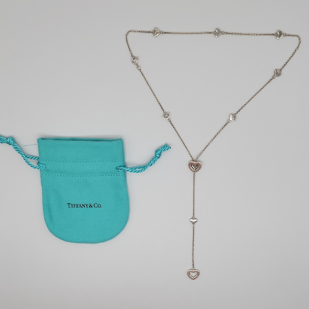 Tiffany & Co. Silver Heart Lariat Necklace